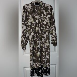 Eloquii Plus Size Green/Brown/White Dress